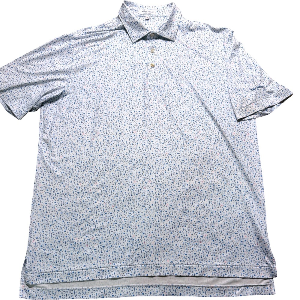 Peter Millar Summer Comfort The National Golf Polo Cocktail Print Mens L Stretch